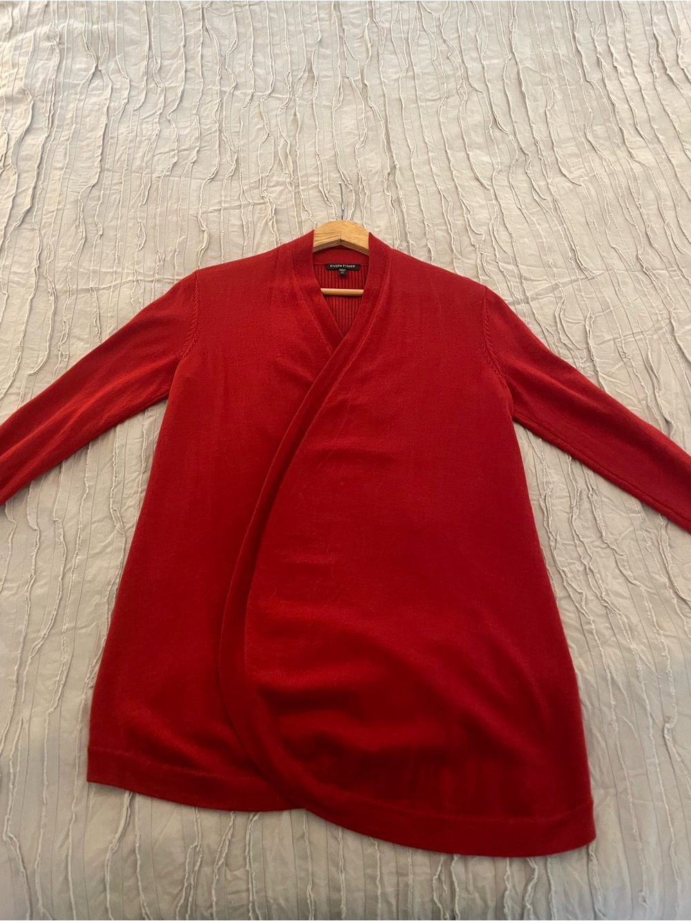 Eileen Fisher Red Open-Front TulipCardigan